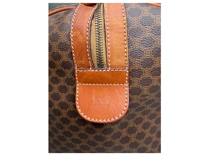 Céline Sac Duffle Vintage Celine Monogram Canvas Brown Tan Marron - vue 9