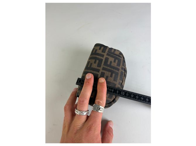 Beauty case Vintage Fendi FF Logo Jacquard Brown Tan Marrone - vista 10