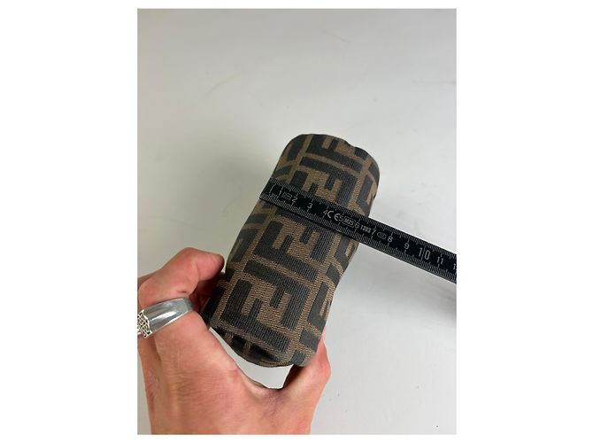 Beauty case Vintage Fendi FF Logo Jacquard Brown Tan Marrone - vista 11