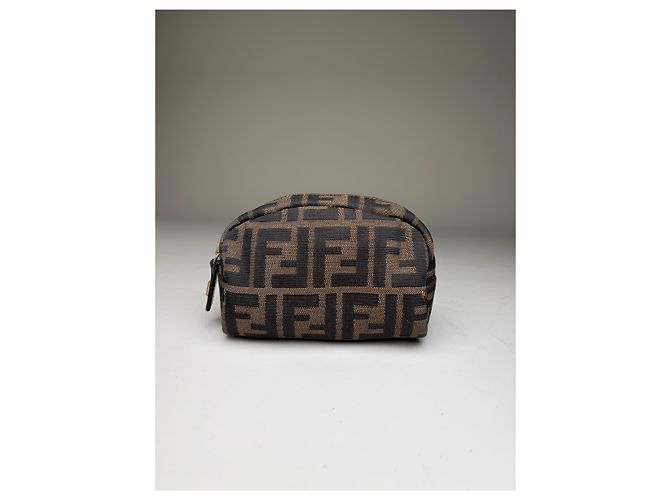 Beauty case Vintage Fendi FF Logo Jacquard Brown Tan Marrone - vista 12