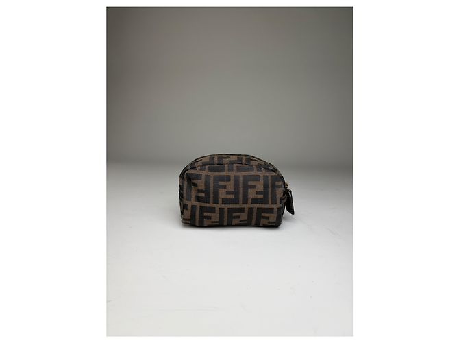 Beauty case Vintage Fendi FF Logo Jacquard Brown Tan Marrone - vista 13