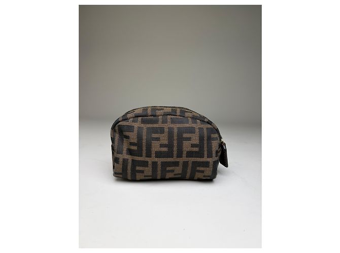 Beauty case Vintage Fendi FF Logo Jacquard Brown Tan Marrone - vista 2