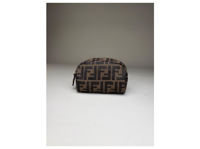 Beauty case Vintage Fendi FF Logo Jacquard Brown Tan Marrone - vista 7