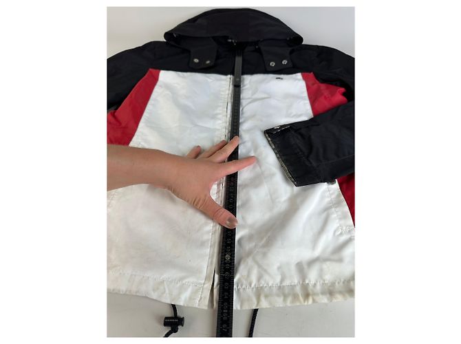 Giacca Vintage Burberry da uomo con logo e bottoni a pressione Nero Bianco Rosso L Preto - vista 10