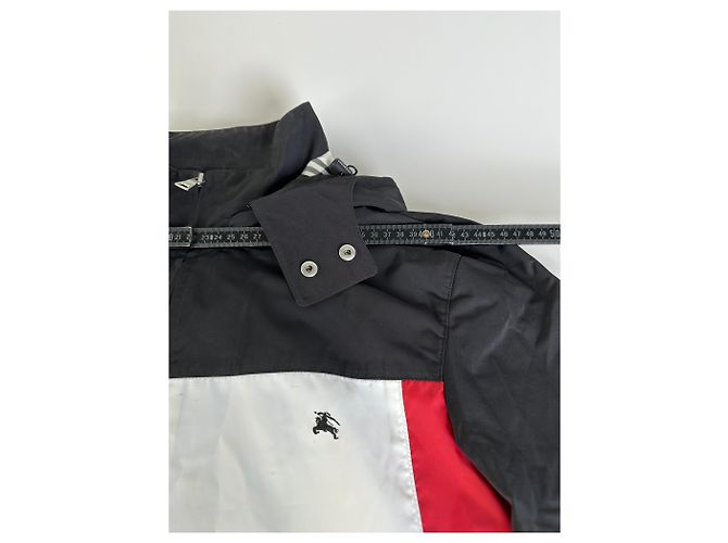 Giacca Vintage Burberry da uomo con logo e bottoni a pressione Nero Bianco Rosso L Preto - vista 13
