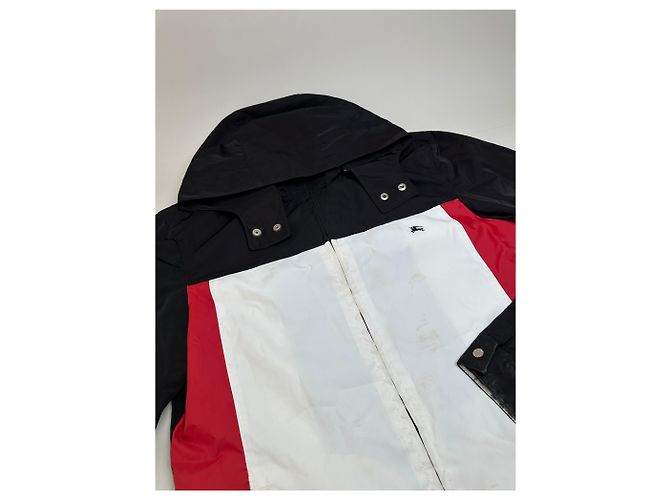 Giacca Vintage Burberry da uomo con logo e bottoni a pressione Nero Bianco Rosso L Preto - vista 8