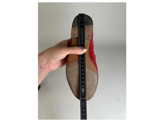 Mocassini Vintage Gucci in Camoscio Rosso e Oro EU36 - vista 10