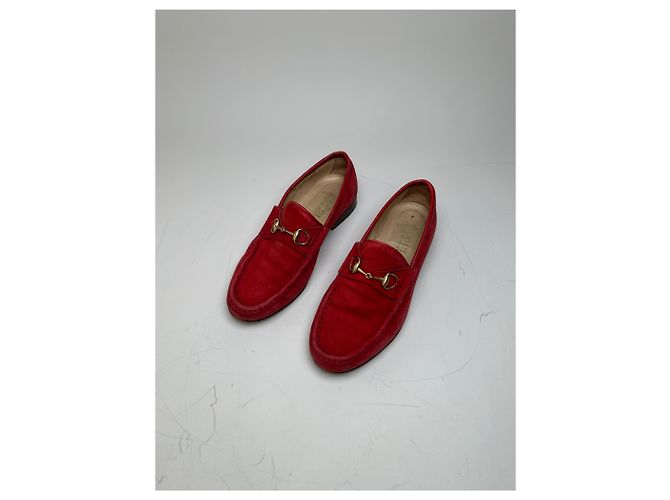 Mocassini Vintage Gucci in Camoscio Rosso e Oro EU36 - vista 11