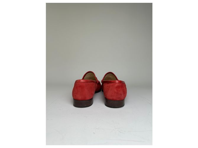 Mocassini Vintage Gucci in Camoscio Rosso e Oro EU36 - vista 3
