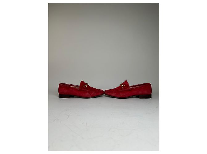 Mocassini Vintage Gucci in Camoscio Rosso e Oro EU36 - vista 4