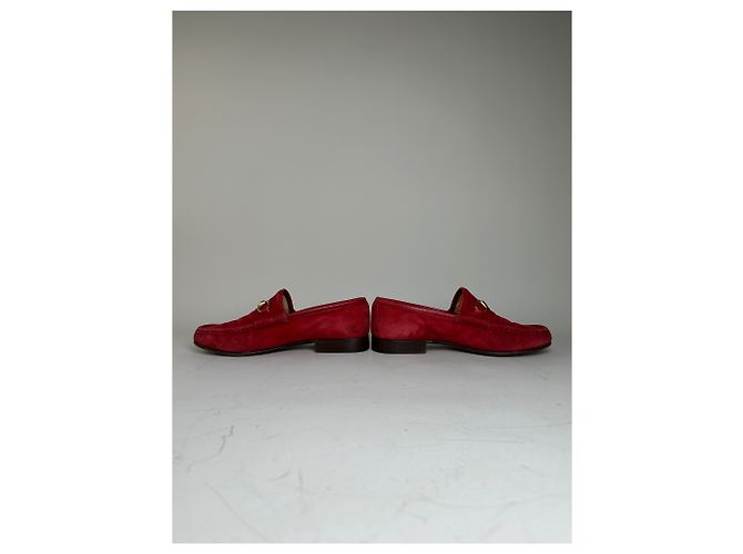 Mocassini Vintage Gucci in Camoscio Rosso e Oro EU36 - vista 5