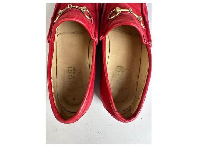 Mocassini Vintage Gucci in Camoscio Rosso e Oro EU36 - vista 6