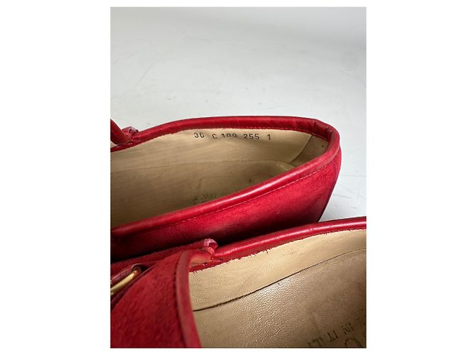 Mocassini Vintage Gucci in Camoscio Rosso e Oro EU36 - vista 7