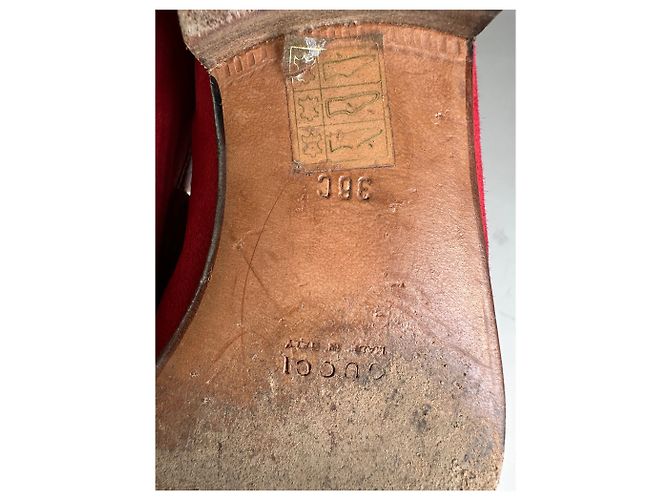 Mocassini Vintage Gucci in Camoscio Rosso e Oro EU36 - vista 9