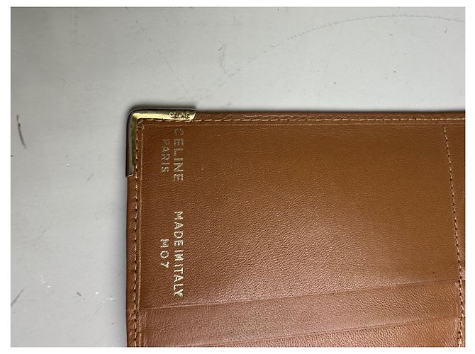 Céline Vintage Celine Logo Pattern Leather Wallet Brown Gold - view 4