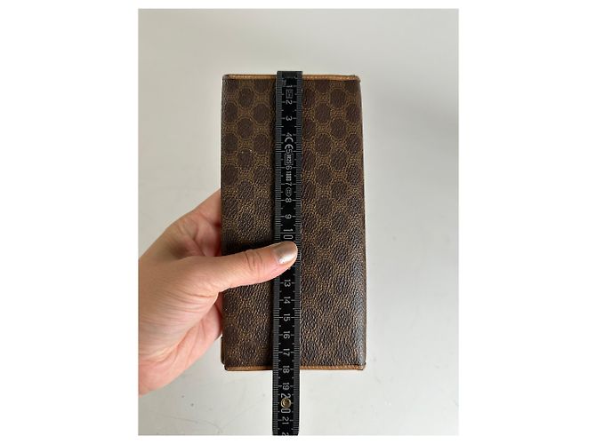 Céline Vintage Celine Logo Pattern Leather Wallet Brown Gold - view 7