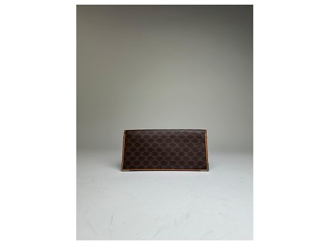 Céline Vintage Celine Logo Pattern Leather Wallet Brown Gold - view 9
