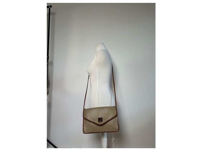 16 Céline Vintage Celine Monogram Canvas Schultertasche Beige Brown - Ansicht 10