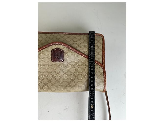 16 Céline Vintage Celine Monogram Canvas Schultertasche Beige Brown - Ansicht 12
