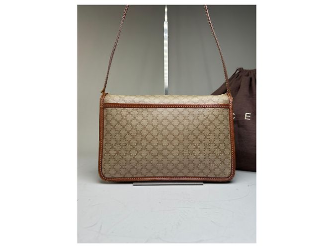 16 Céline Vintage Celine Monogram Canvas Schultertasche Beige Brown - Ansicht 15