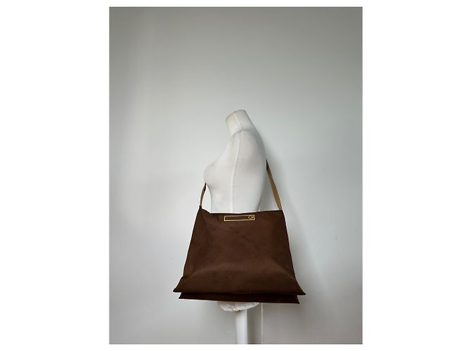 Vintage Givenchy Nylon Schultertasche Braun Olivgrün Gold - Ansicht 12