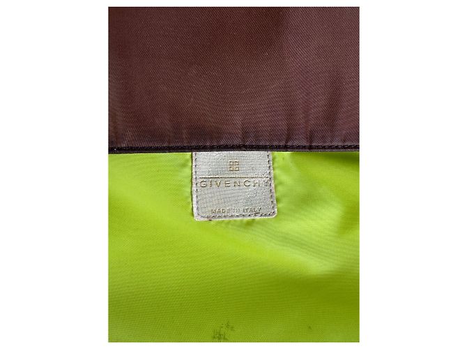 Vintage Givenchy Nylon Schultertasche Braun Olivgrün Gold - Ansicht 5