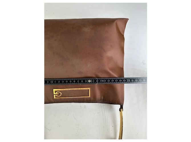 Vintage Givenchy Nylon Schultertasche Braun Olivgrün Gold - Ansicht 8