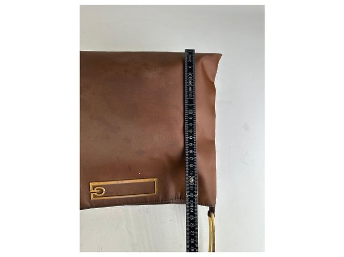 Vintage Givenchy Nylon Schultertasche Braun Olivgrün Gold - Ansicht 9