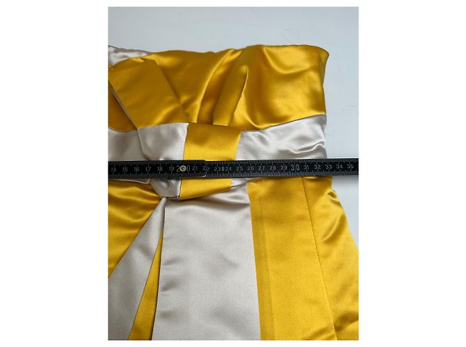 Céline Vintage Celine Kleid aus Seidensatin Gelb S - Ansicht 4