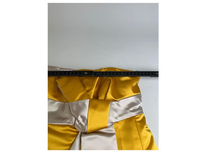 Céline Vintage Celine Kleid aus Seidensatin Gelb S - Ansicht 5