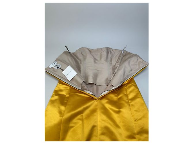 Céline Vintage Celine Kleid aus Seidensatin Gelb S - Ansicht 6
