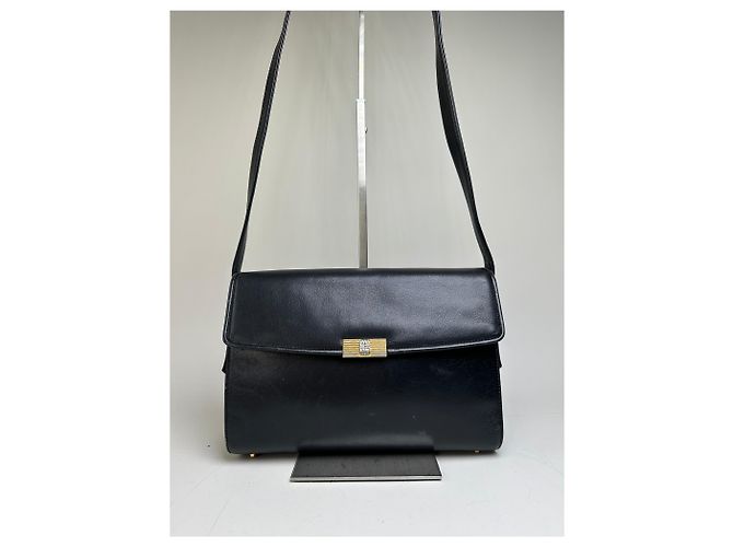 Bolsa de Ombro Vintage Givenchy em Couro Preta e Dourada Preto - vista 14