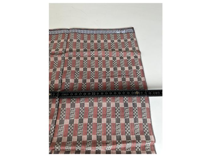 Sciarpa Vintage Fendi FF Monogram in misto seta Rosso Marrone Crema - vista 4