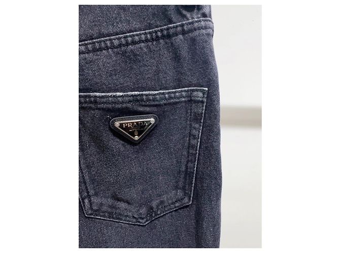 Vaqueros Prada de Denim con Parche Logo Triangular Multicolor - vista 3