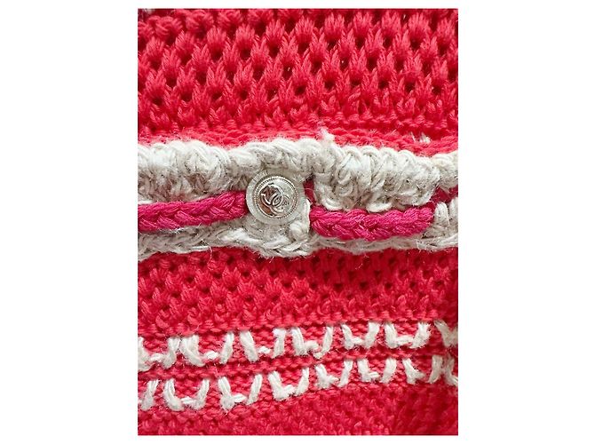 Falda Chanel Roja de Algodón de Talle Alto 36 Multicolor - vista 2