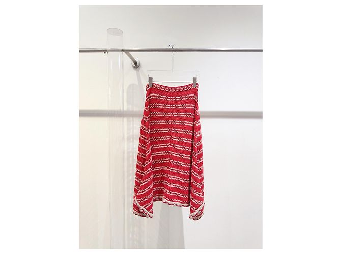 Falda Chanel Roja de Algodón de Talle Alto 36 Multicolor - vista 3