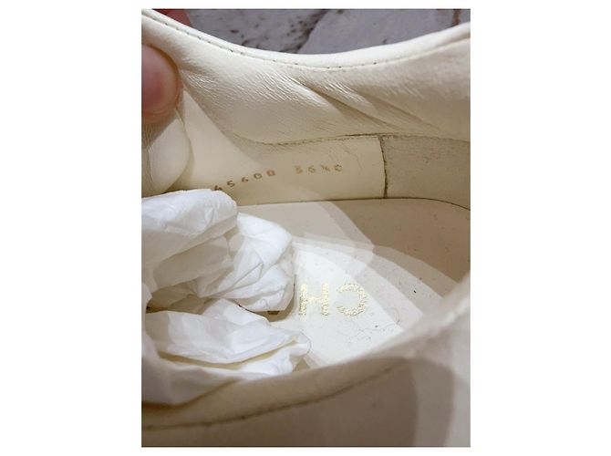 Sneakers Chanel in pelle bianca con suola platform Multicolore - vista 3