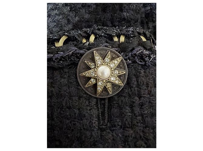 Chanel Tweed Jacke mit Stern Strass Verschluss Größe 36 Mehrfarben - Ansicht 8
