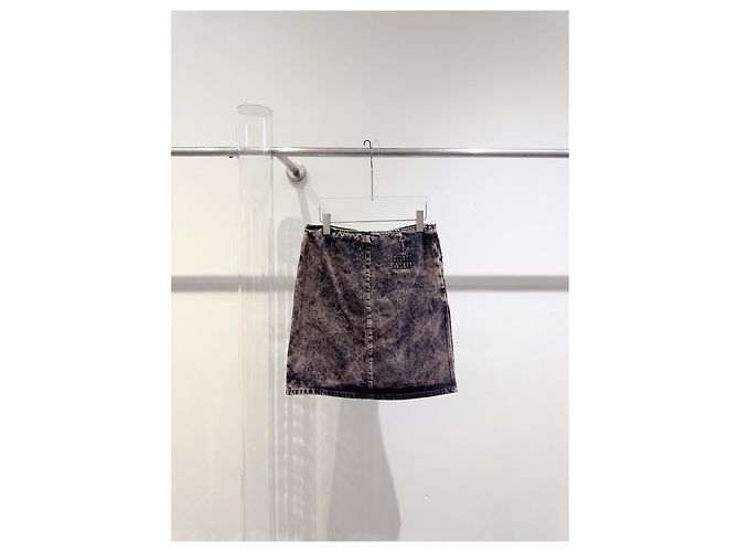 Falda de denim gris Miu Miu Multicolor - vista 2