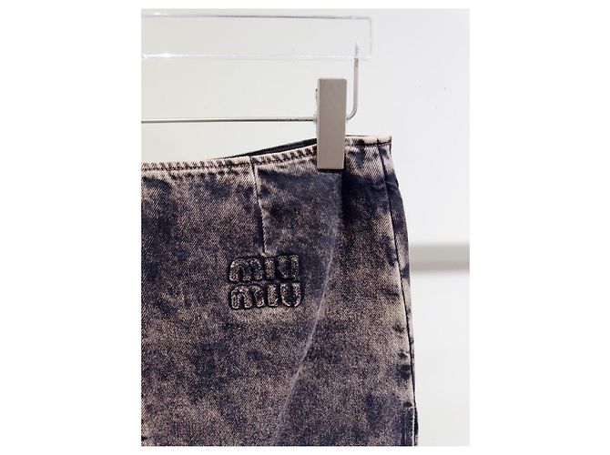 Falda de denim gris Miu Miu Multicolor - vista 3