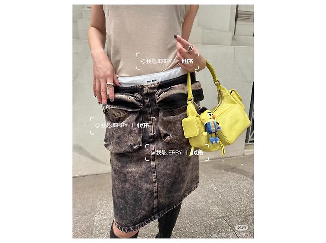Falda de denim gris Miu Miu Multicolor - vista 7