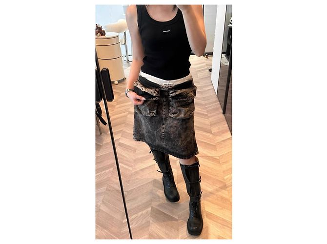 Falda de denim gris Miu Miu Multicolor - vista 8