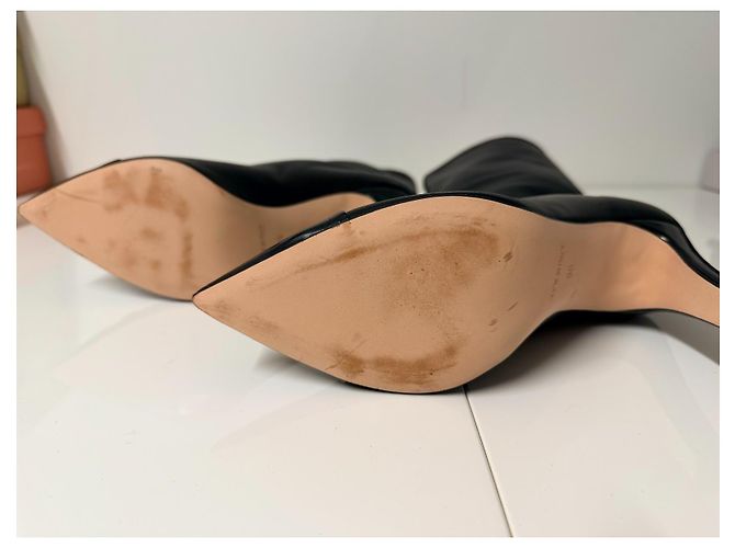 Autre Marque Botas de cuero negro de caña media con punta barnizada - vista 8