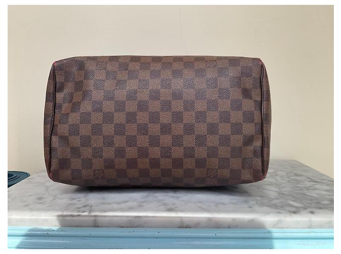 Borsa Louis Vuitton Speedy 30 Damier Ebene Marrone - vista 10