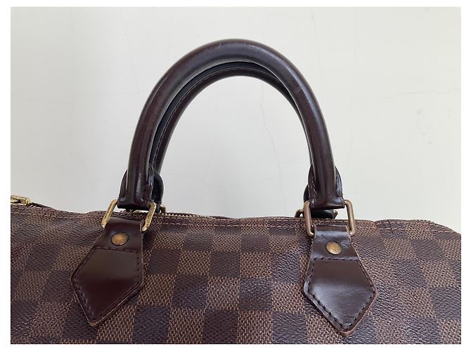 Borsa Louis Vuitton Speedy 30 Damier Ebene Marrone - vista 12