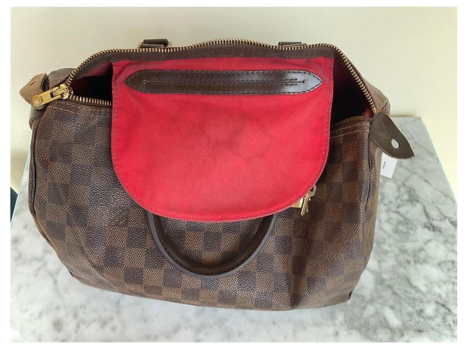 Borsa Louis Vuitton Speedy 30 Damier Ebene Marrone - vista 13