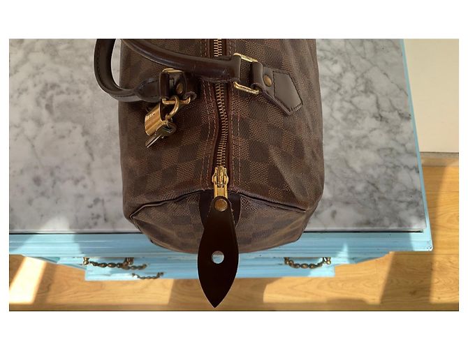 Borsa Louis Vuitton Speedy 30 Damier Ebene Marrone - vista 2