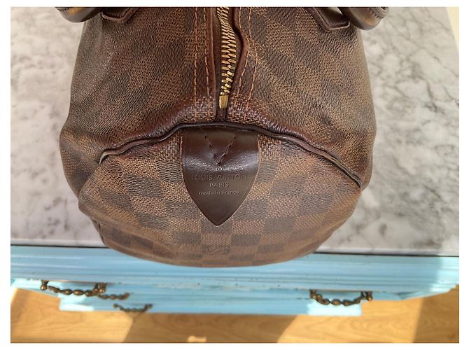Borsa Louis Vuitton Speedy 30 Damier Ebene Marrone - vista 3