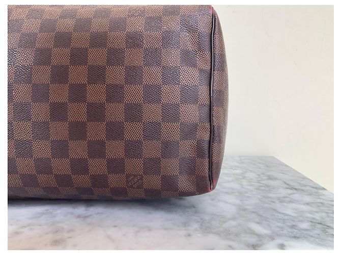 Borsa Louis Vuitton Speedy 30 Damier Ebene Marrone - vista 7