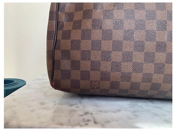 Borsa Louis Vuitton Speedy 30 Damier Ebene Marrone - vista 9